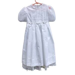 Vintage Bonnie jean girl dress 6 white lace communion baptism graduation wedding